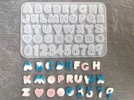 Molde silicona letras forma de botones 